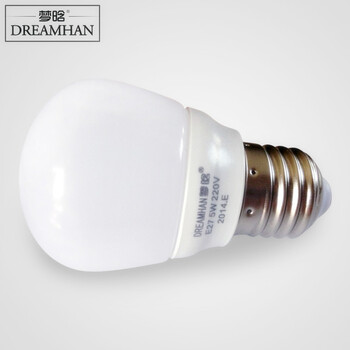 梦晗LED灯泡E27 节能螺口led灯5w球泡 正白暖白光源灯具MH-5 正白光