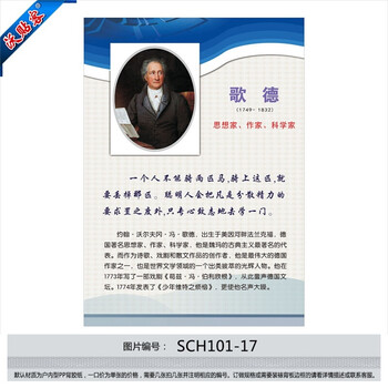 沃贴客 名人名言挂图 教室布置 作家头像 文学家简介 歌德 贴纸sch101