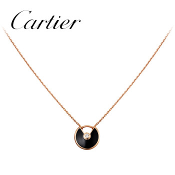 卡地亚cartier项链 吊坠超小号款18k玫瑰金 缟玛瑙 钻石