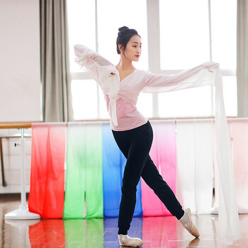 渐变色古典京剧藏族练习水袖纯色成人儿童连体袖子舞蹈表演服装 纯