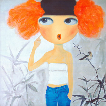 
                                        悦嘉睿智 客厅装饰画餐厅画卧室挂画沙发背景墙画 潮女系列简约装饰画 50*50 呆萌潮女 40*40                