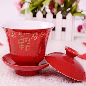 
                                        KU-LIFE 婚庆用品 结婚喜杯 对碗对杯套装  婚礼新人敬茶杯喜碗 结婚用品8件套 鸳鸯8件套                