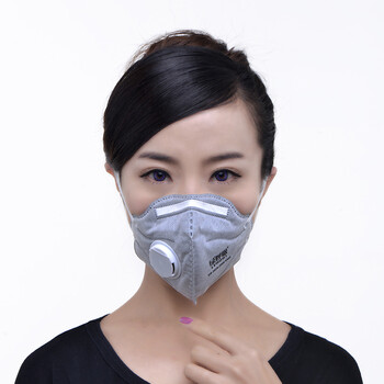 绿之源 绿呼吸N95折叠型口罩防颗粒物呼吸器 有呼气阀 灰色10只/盒