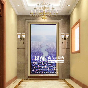 
                                        雅创 纯手绘油画挂画壁画 玄关走廊装饰画 家居有框画 紫色睡莲 第一幅 80*160CM                