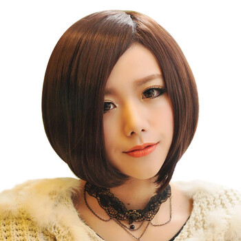 韩乐丝(hanlesi) 中分短发女生短发帅气时尚斜刘海修脸bobo女士短直发