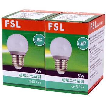 
                                        
                                                            佛山照明（FSL）LED灯泡大口3W暖白光3000K E27节能球泡炫银 2支装                