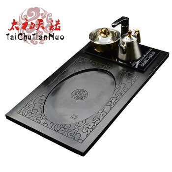 太初天诺（Tctiannuo）云起 紫砂古陶茶具乌金石茶盘套装 黑金石 85cm 云起+紫砂大富