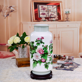 
                                                                                瓷博 景德镇陶瓷花瓶摆件工艺品芙蓉花开富贵吉祥家居客厅装饰摆设大号瓷器                