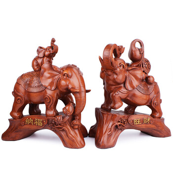 兴兴博礼品 大象摆件一对 大号家居客厅摆件家