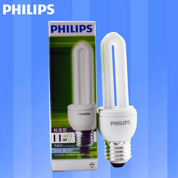 
                                                            飞利浦PHILIPS客厅厨房高亮节能灯泡3U 2U标准型三基色E27大螺口荧光灯源 2U管11w 日光色(白光)                