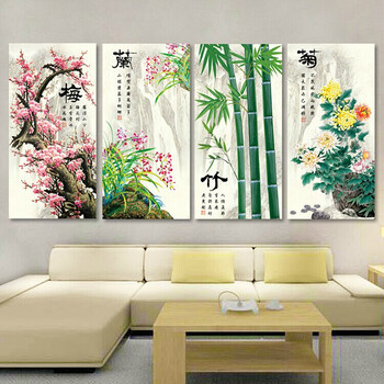 
                                                            皇室珍品KS十字绣新款客厅梅兰竹菊雅致版十字绣套件手工刺绣 11CT棉线印花80*45*4                