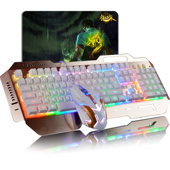 迪凯七彩悬浮机械手感键盘鼠标套装台式电脑笔