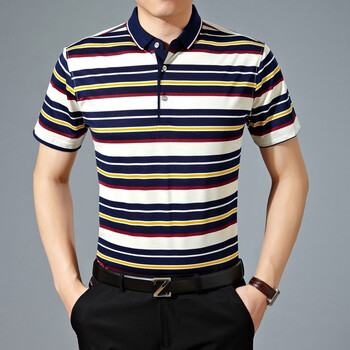 暗夜王 2016夏季中年男士短袖t恤男装翻领中老