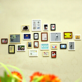 琪特 创意实木组合照片墙相框墙相片墙23框 黑