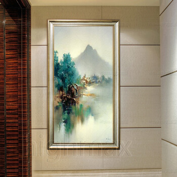 恒美手绘抽象油画三联画壁画挂画现代简约装饰画客厅壁炉玄关走道有框画 CX02 欧式框1 50x70