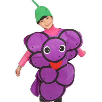 六一幼儿园儿童表演大树小草小花衣服装时装演出服子环保服装秀 葡萄