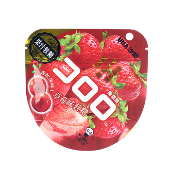 悠哈(uha) 味觉糖果汁软糖52g 葡萄草莓qq糖水果糖橡皮糖喜糖软糖休闲