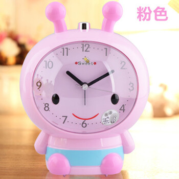 飞鹅2018年新款创意时尚卡通动物时钟夜光灯双音儿童闹钟 小蜜蜂粉色