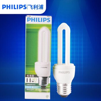 
                                                            飞利浦PHILIPS客厅厨房高亮节能灯泡3U 2U标准型三基色E27大螺口荧光灯源 2U管11w 日光色(白光)                