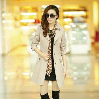 静<em>曼儿</em>2014新款风衣女装秋款大码显瘦中长款