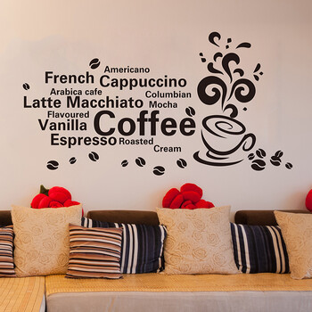 亮点 橱窗玻璃贴纸咖啡店英文店面装饰可移除