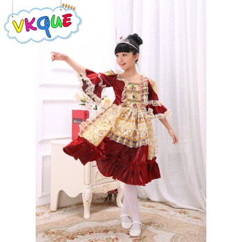 vkque 欧洲女童宫廷礼服裙英国贵族服装欧式儿童舞蹈服王子服舞台演出