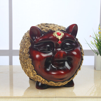 
                                        办公室摆件万福猪招财进宝储钱罐客厅装饰品桌面摆件招财仿红木 红木色招财猪 小号(长24*宽21*高20)                