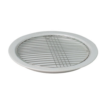 
                                        日本凯得宝（Kdep）陶瓷大圆盘/大椭圆盘（含网架）餐具 日式烘焙用具沥油器具大号白色 大圆盘礼盒                