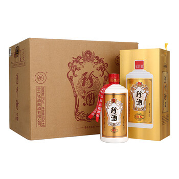 珍酒珍五金装53度酱香型白酒整箱贵州易地茅台1975醇香陈酿窖藏礼盒