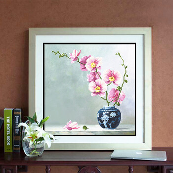 
                                        KS十字绣官方旗舰店客厅新款3D/5D印花清兰优雅兰卧室餐厅小画免图纸背景不用绣 3D印花】1011清兰优雅一59X62CM三股棉线                