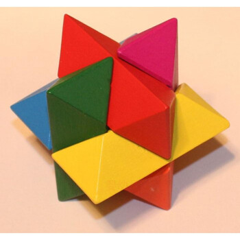 彩色孔明锁 鲁班球 木质儿童玩具 彩色八角
