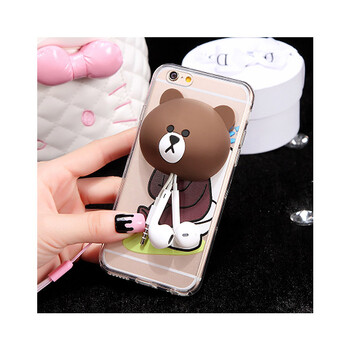 创意苹果6支架绕线器iphone6plus保护套5S可爱小熊软硅胶4.7手机壳潮礼物 骑车小熊 ip6 4.7