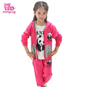 奇宝猪韩版卫衣熊猫三件套男童女童2-7岁儿童