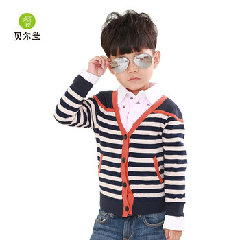 贝尔兰 男 童装 学院风 宝宝 <em>条纹</em> <em>开衫</em>上衣 男孩
