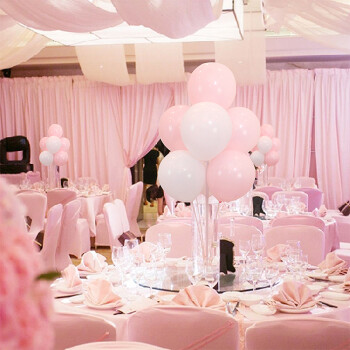 装饰品儿童生日派对用满月百天周岁布置气球套餐桌飘立柱 白色 嫩粉款