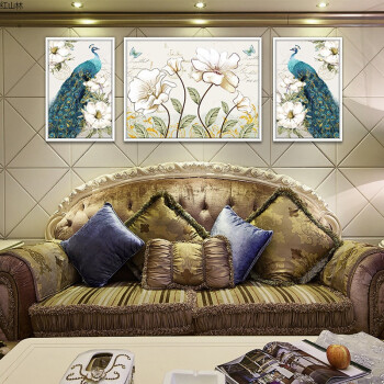 客厅装饰画现代北欧风格三联画餐厅卧室挂画美式沙发背景墙画油画 kt
