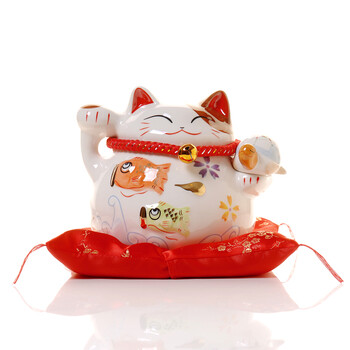 
                                        招财猫摆件 中号陶瓷存钱罐储蓄罐 店铺开业办公室家居创意礼品节庆饰品                 