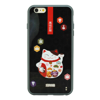 正品招财猫 3D闪粉 iPhone6 Plus 保护壳 苹果软壳 TPU带铝边 万福祈愿J12373K