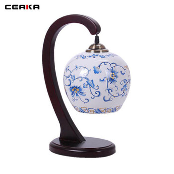 CEAKA 装饰台灯 陶瓷灯 卧室台灯床头灯 书房灯 中式 薄胎 蝴蝶缠枝莲 BTD09