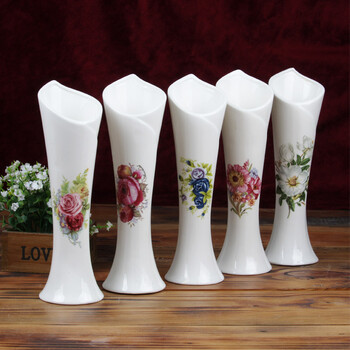 
                                                            LICHEN 景德镇陶瓷器新房客厅装饰 工艺品 摆件 摆设 小花插 单个小花插(随机发货)   5x18.5厘米                