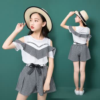 bxay女童9夏装2018新款套装时尚6六8十10小学生夏季女孩中大童13初中
