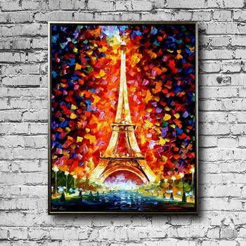 
                                        印象斑斓 Leonid Afremov系列 纯手绘油画 厚油颜料客厅卧室现代抽象装饰画刀画 O款 60X80cm                