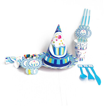 
                                        孩派 聚会用品 儿童生日派对用品 生日聚会 男孩蓝蛋糕主题套餐系列                