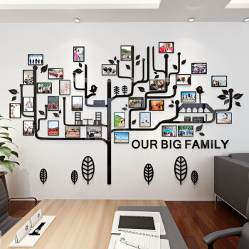 员工照片墙3d立体墙贴亚克力办公室企业文化墙公司励志标语装饰画 黑