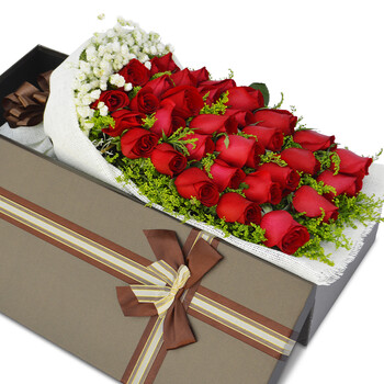 艾斯维娜 鲜花速递 19朵红玫瑰花束情人节生日