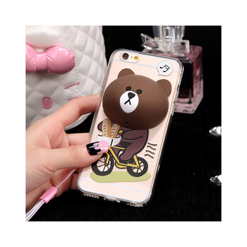 创意苹果6支架绕线器iphone6plus保护套5S可爱小熊软硅胶4.7手机壳潮礼物 骑车小熊 ip6 4.7