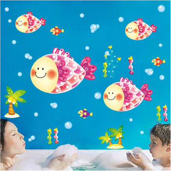 
                                        佰御祥 海底总动员防水卫生间浴室厕所瓷砖贴儿童房卡通墙贴纸 娃娃鱼五代亚膜 卡通鱼宝宝 50*70                