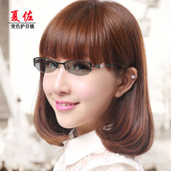 夏佐成品<em>变色眼镜</em>防辐射电脑护目镜 <em>女</em>半框超
