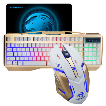 凯迪威悬浮背光游戏键鼠套装 lol金属夜光网吧