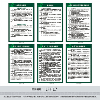 《食堂宣传画 食品安全管理制度挂图 餐厅厨房